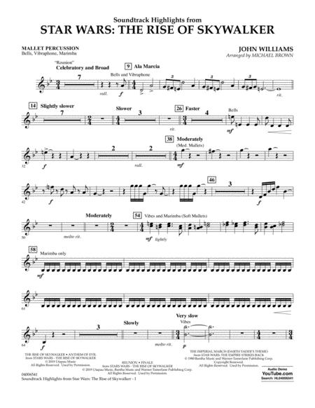 Free Sheet Music Soundtrack Highlights From Star Wars The Rise Of Skywalker Mallet Percussion