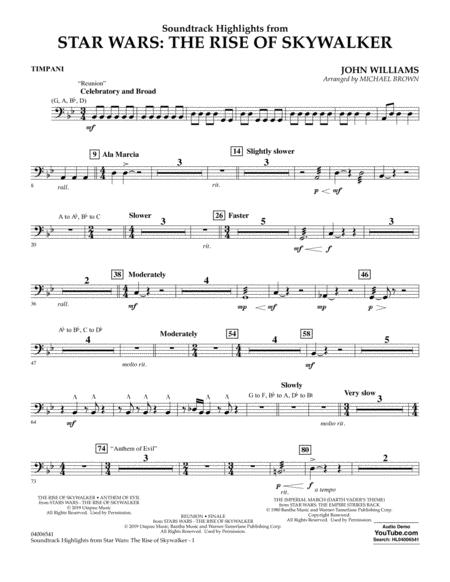 Soundtrack Highlights From Star Wars The Rise Of Skywalker Timpani Sheet Music