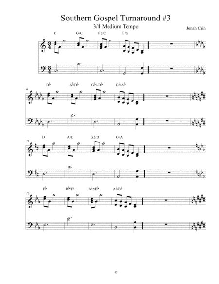 Free Sheet Music Southern Gospel Turnaround 3