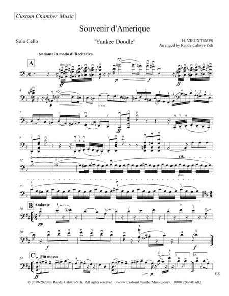 Free Sheet Music Souvenir D Amerique Variations On Yankee Doodle For Solo Cello