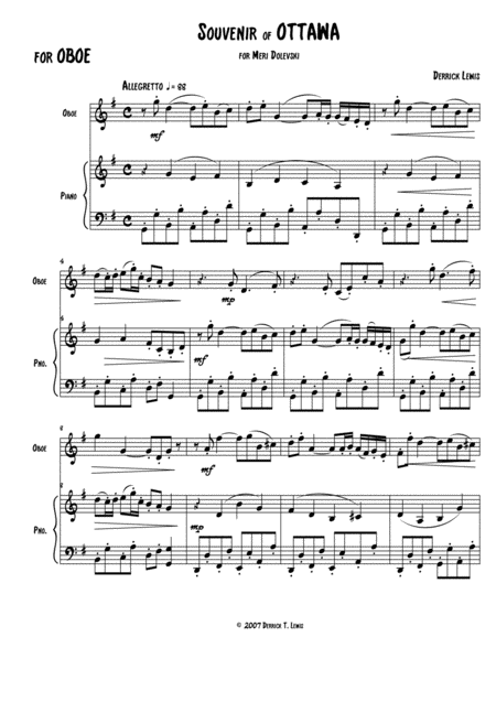 Souvenir Of Ottawa For Oboe Piano Sheet Music