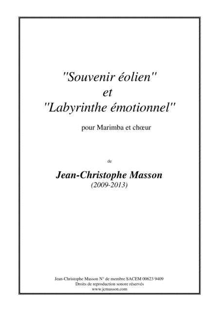 Free Sheet Music Souvenir Olien For Marimba And Chorus Full Score And Parts Jcm 2009 2013