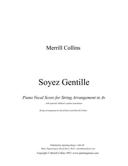 Soyez Gentille Piano Vocal String In Ab Sheet Music