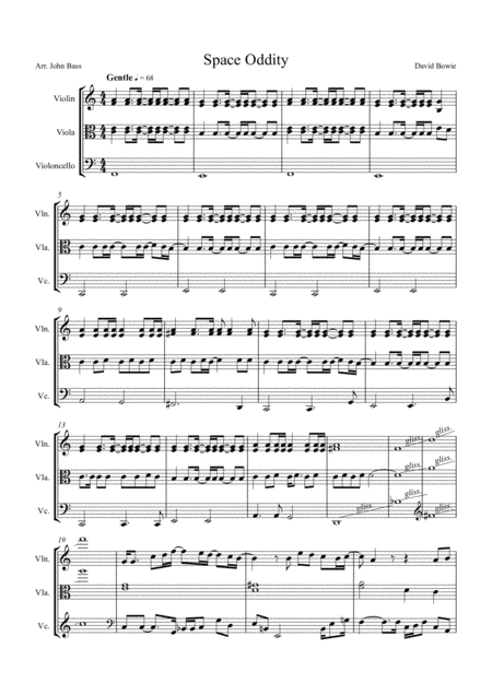 Free Sheet Music Space Oddity By David Bowie Arranged For String Trio Violin Viola And Cello