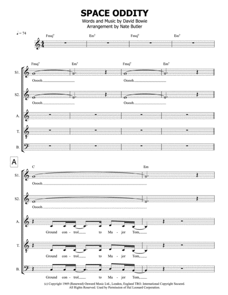 Space Oddity Satb Sheet Music