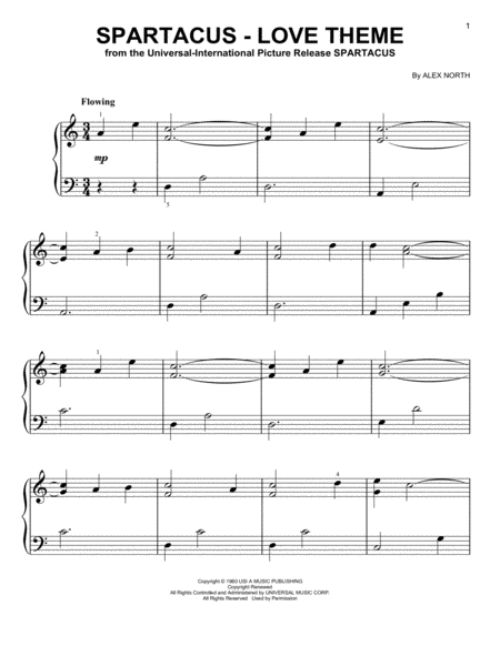 Free Sheet Music Spartacus Love Theme From Spartacus