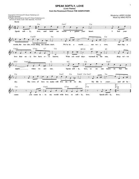 Speak Softly Love Love Theme Sheet Music