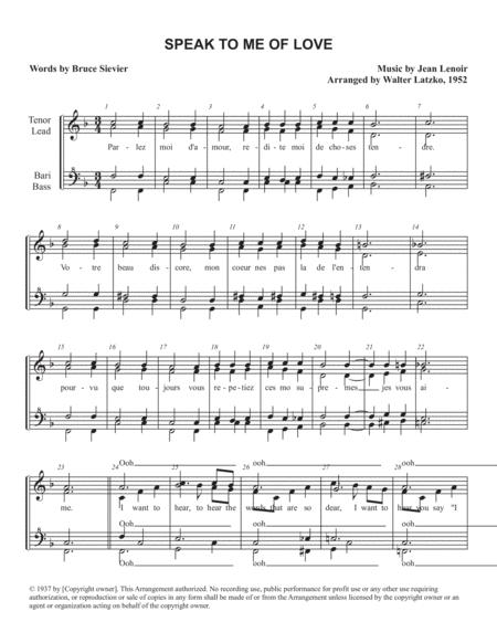 Speak To Me Of Love Sheet Music