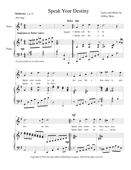 Speak Your Destiny Sheet Music