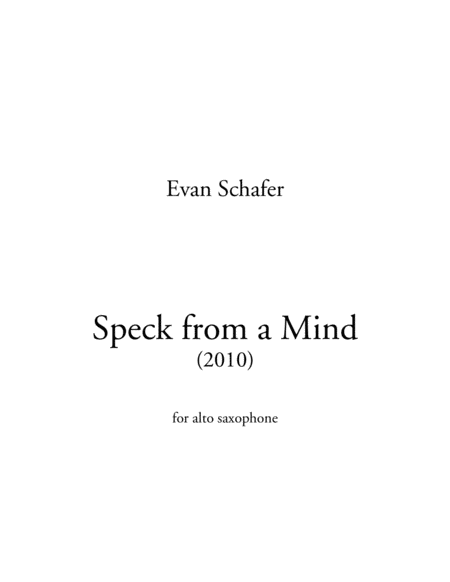 Speck From A Mind 2010 Sheet Music