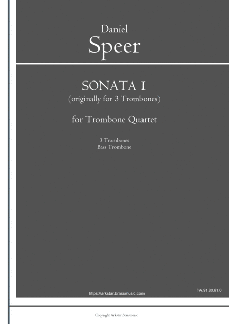 Free Sheet Music Speer Sonata I For 3 Trombones Of Two Sonatas Trombone Quartet Arrangement