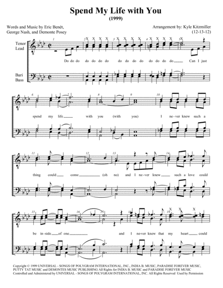 Free Sheet Music Spend My Life With You