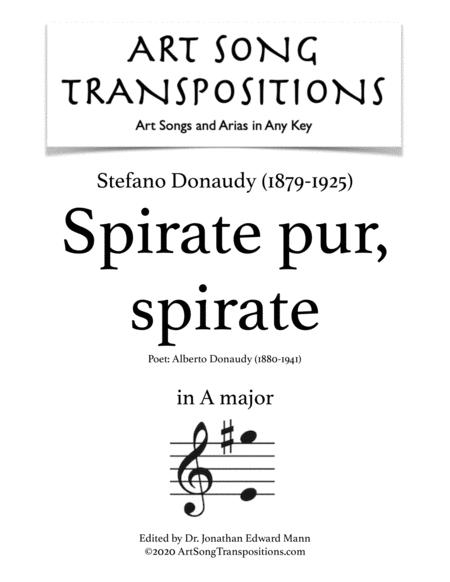 Spirate Pur Spirate Transposed To A Major Sheet Music