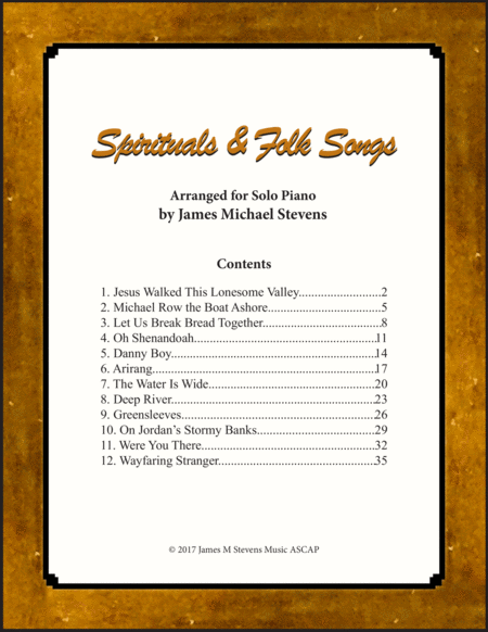 Free Sheet Music Spirituals And Folk Songs Piano Solos