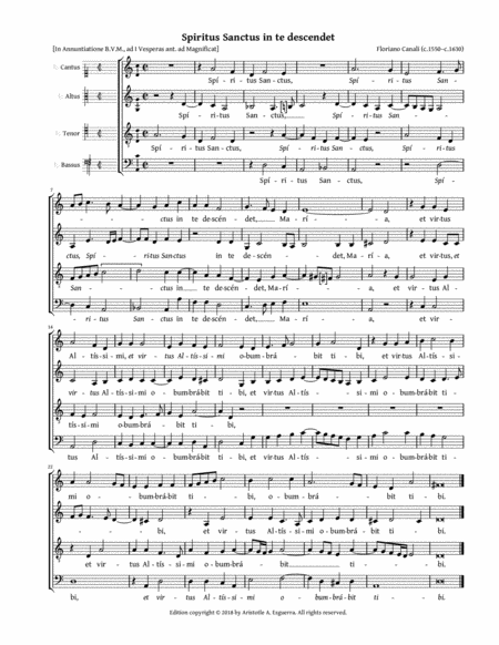 Free Sheet Music Spiritus Sanctus In Te Descendet Canali