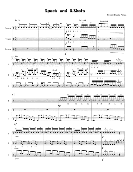 Free Sheet Music Spock And R Shots Drumline Cadence