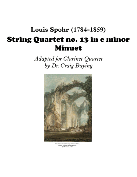 Spohr Minuet From String Quartet No 13 For Clarinet Quartet Sheet Music