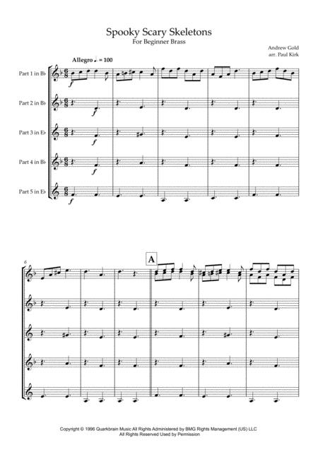 Spooky Scary Skeletons Beginner Brass Sheet Music