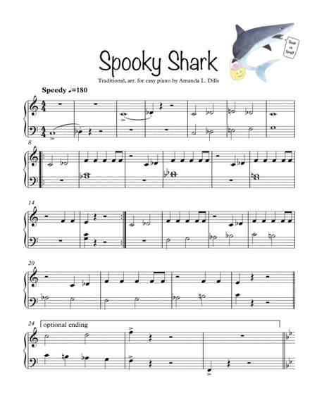 Spooky Shark Baby Shark Halloween Variation For Easy Piano Sheet Music