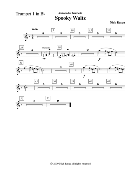 Free Sheet Music Spooky Waltz From Three Dances For Halloween Trumpet 1 Part