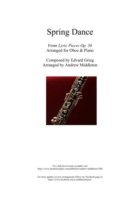 Free Sheet Music Spring Dance From Lyric Pieces Op 38 Arranged For Oboe And Piano