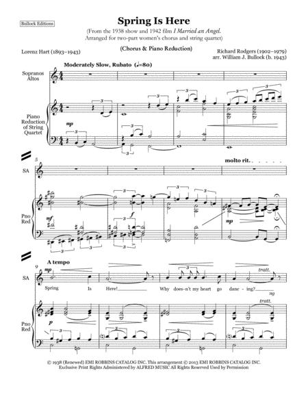 Spring Is Here Chorus Piano Reduction Sheet Music