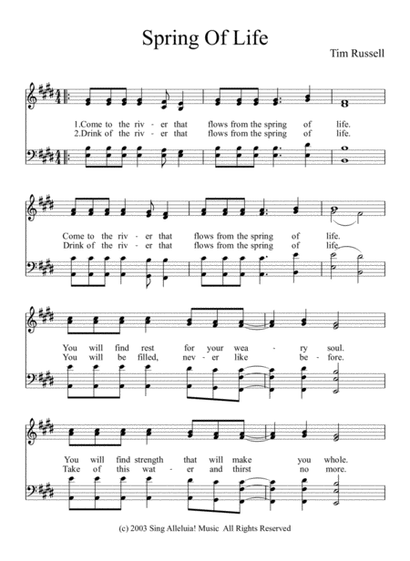 Free Sheet Music Spring Of Life