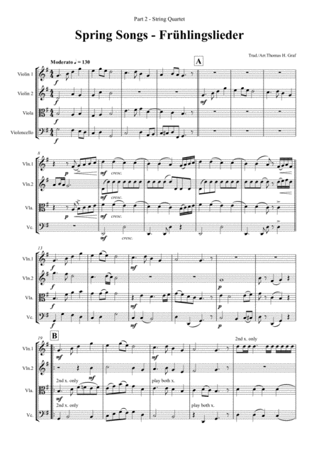 Spring Songs Frhlingslieder Part 2 String Quartet Sheet Music