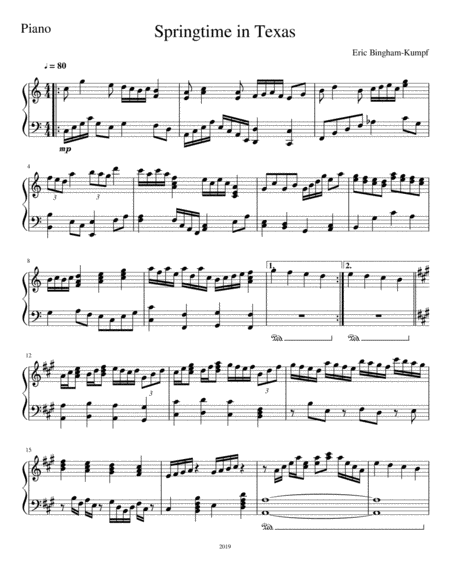 Springtime In Texas Sheet Music