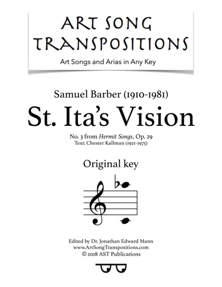 St Itas Vision Op 29 No 3 Original Key Sheet Music