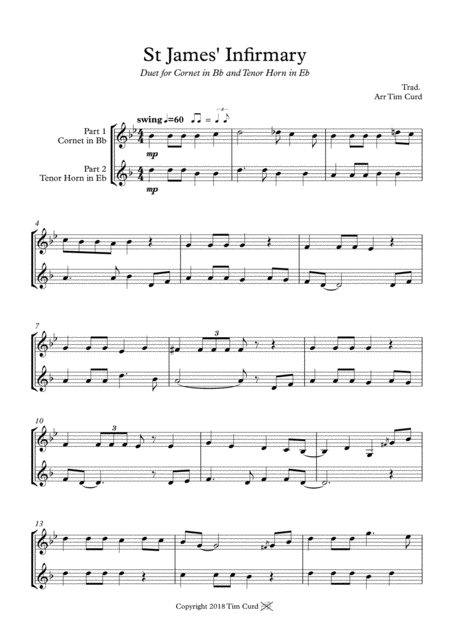 St James Infirmary Duet For Cornet And Tenor Horn Sheet Music