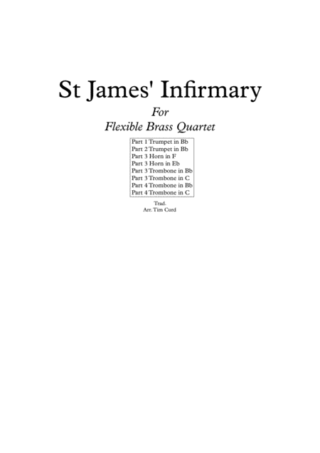 St James Infirmary For Flexible Brass Quartet Sheet Music