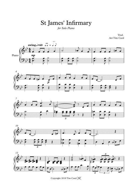 St James Infirmary For Solo Piano Sheet Music