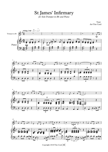 St James Infirmary For Solo Trumpet And Piano Sheet Music