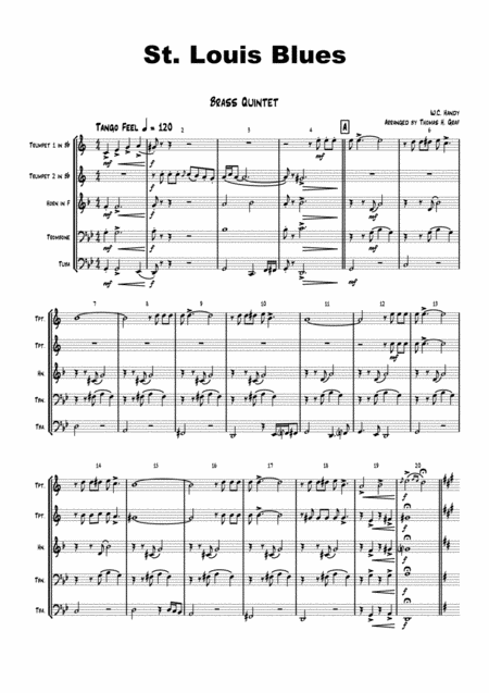 St Louis Blues Brass Quintet Sheet Music