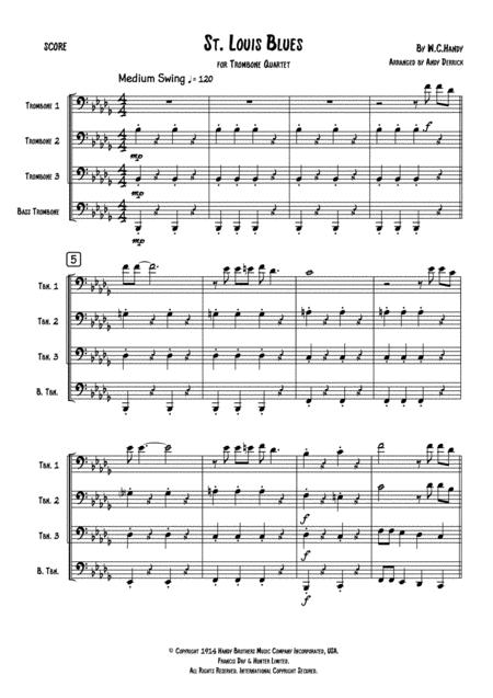 Free Sheet Music St Louis Blues For Trombone Quartet