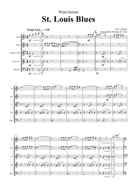 St Louis Blues Wind Quintet Sheet Music