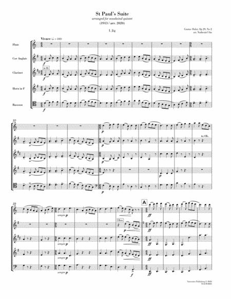 St Paul Suite Arr For Woodwind Quintet Sheet Music