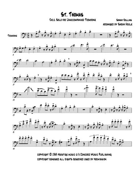 St Thomas Jazz Solo For Unaccompanied Trombone Sheet Music