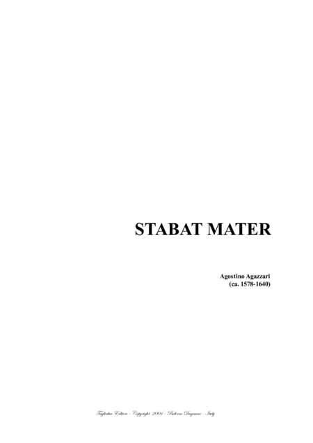 Stabat Mater A Agazzari For Sat Choir Sheet Music