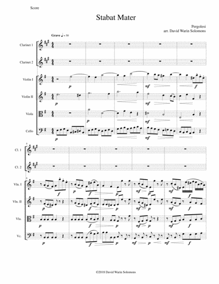 Free Sheet Music Stabat Mater For 2 Clarinets And String Quartet