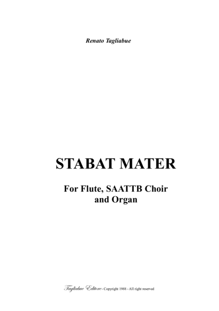 Stabat Mater Tagliabue For Flute Saattb Choir And Organ Sheet Music