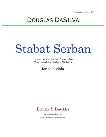 Stabat Serban For Solo Viola Sheet Music