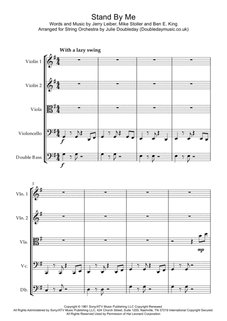 Free Sheet Music Stand By Me For String Orchestra Score And Parts