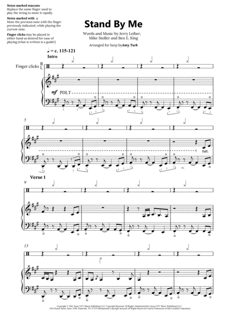 Stand By Me Harp Solo Sheet Music