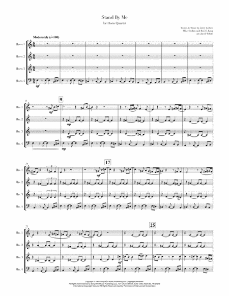 Free Sheet Music Stand By Me Horn Quartet