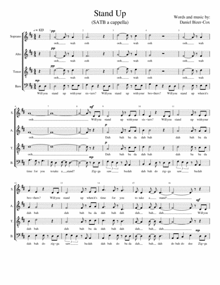 Free Sheet Music Stand Up Satb A Cappella