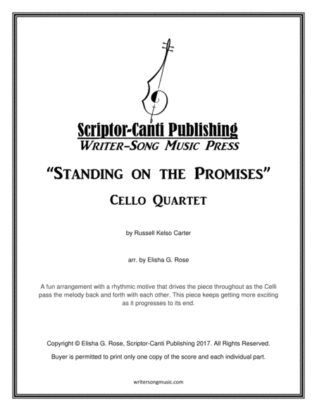 Free Sheet Music Standing On The Promises Cello Quartet