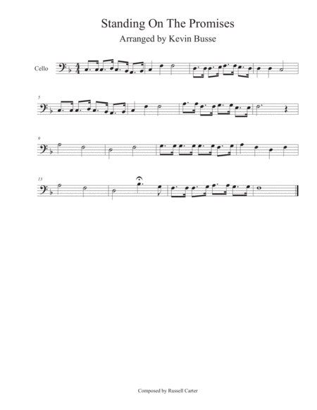 Standing On The Promises Cello Sheet Music