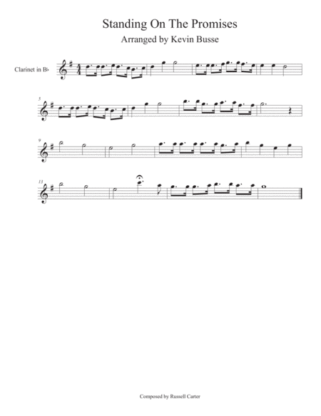 Free Sheet Music Standing On The Promises Clarinet